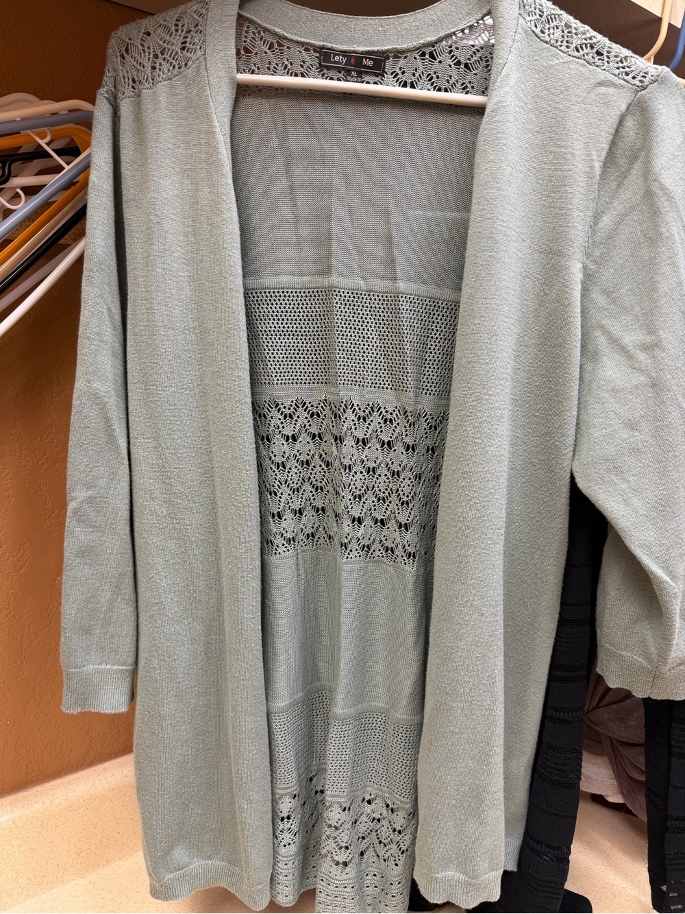 Sage Open-Front Knit Cardigan Sweater